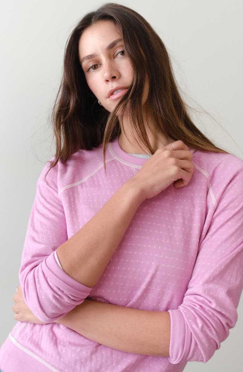 Marine Layer Stripe Reversible Raglan Sleeve Sweater, Alternate, color, Pink Stripe