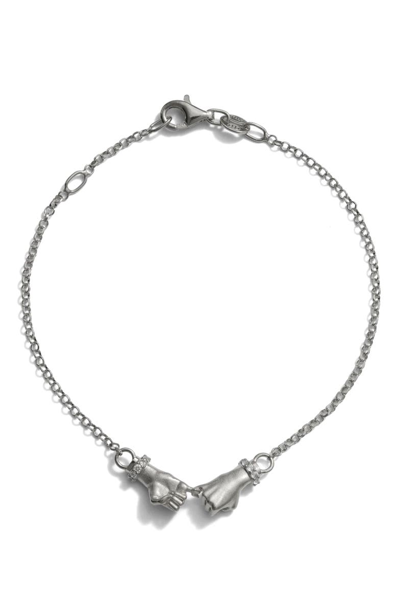 Awe Inspired Pinky Promise Bracelet, Main, color, 925 Sterling Silver