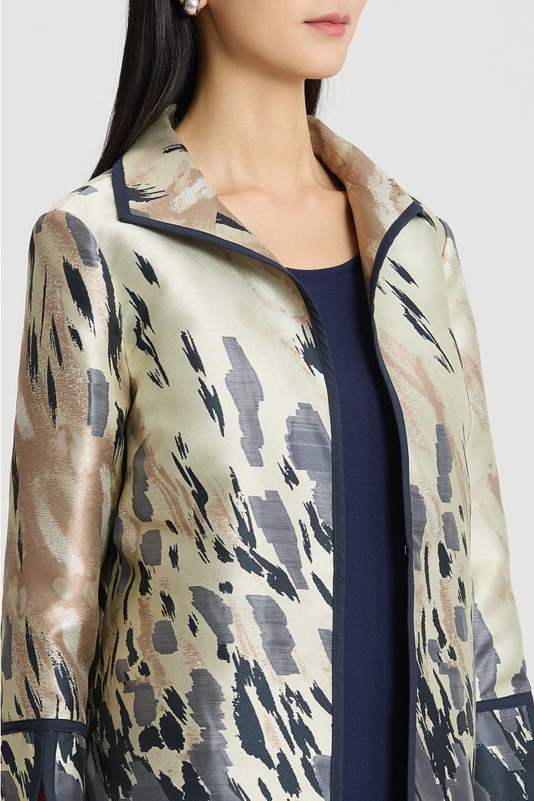 Abstract Animal Print Woven Jacket, Alternate, color, Warm Taupe/Indigo/Ivory