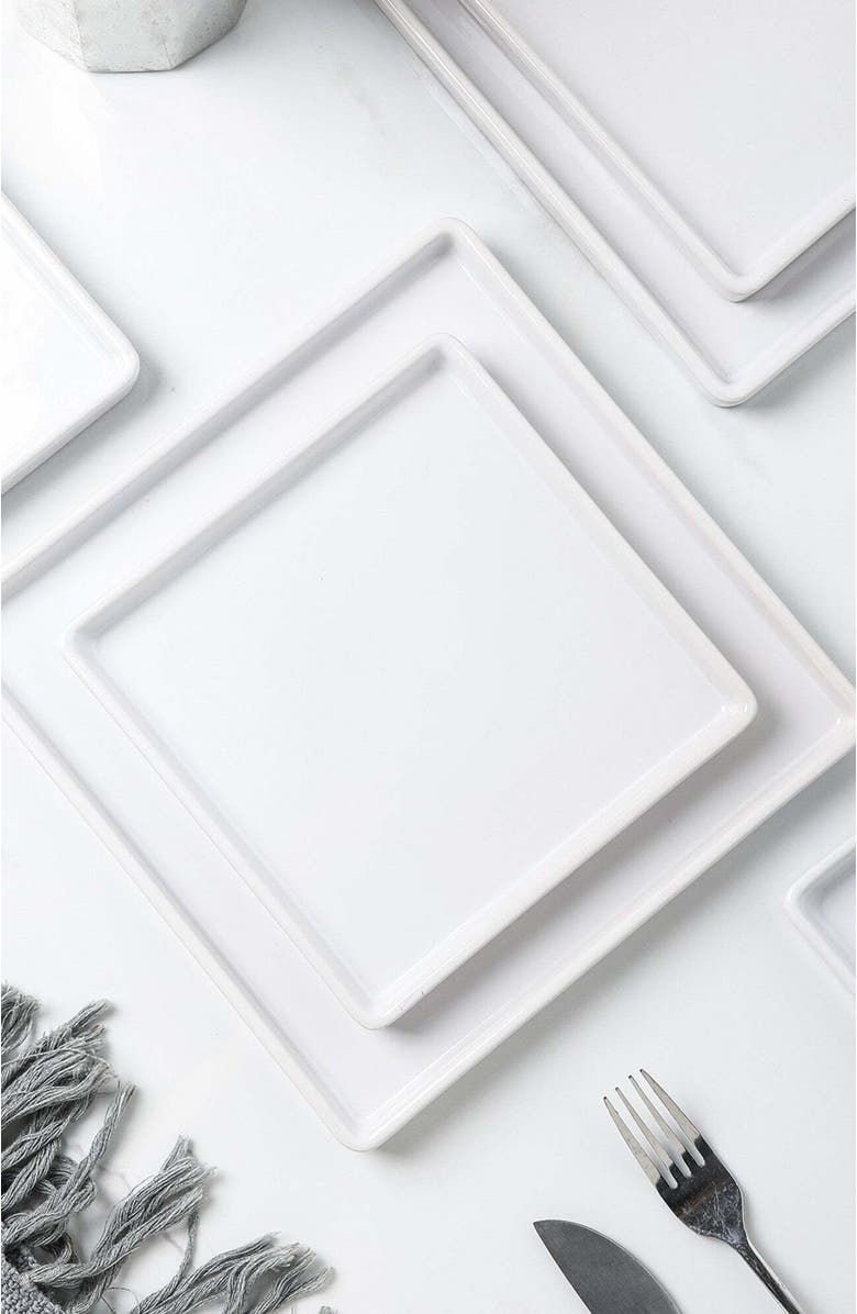 Stone Lain Grace Stoneware 4-Piece Salad Plate Set, Alternate, color, White