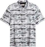Bugatchi Hendrix Digital Abstract Print Pima Cotton Polo