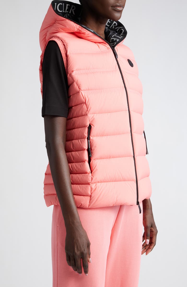 Moncler Aliterse Down Hooded Vest, Alternate, color, Desert Rose