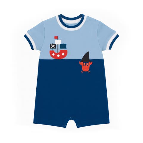 Knit Shortall With Pirate Ship & Crab (Baby)