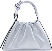 behno Mini Tina Ruched Metallic Leather Baguette Top Handle Bag