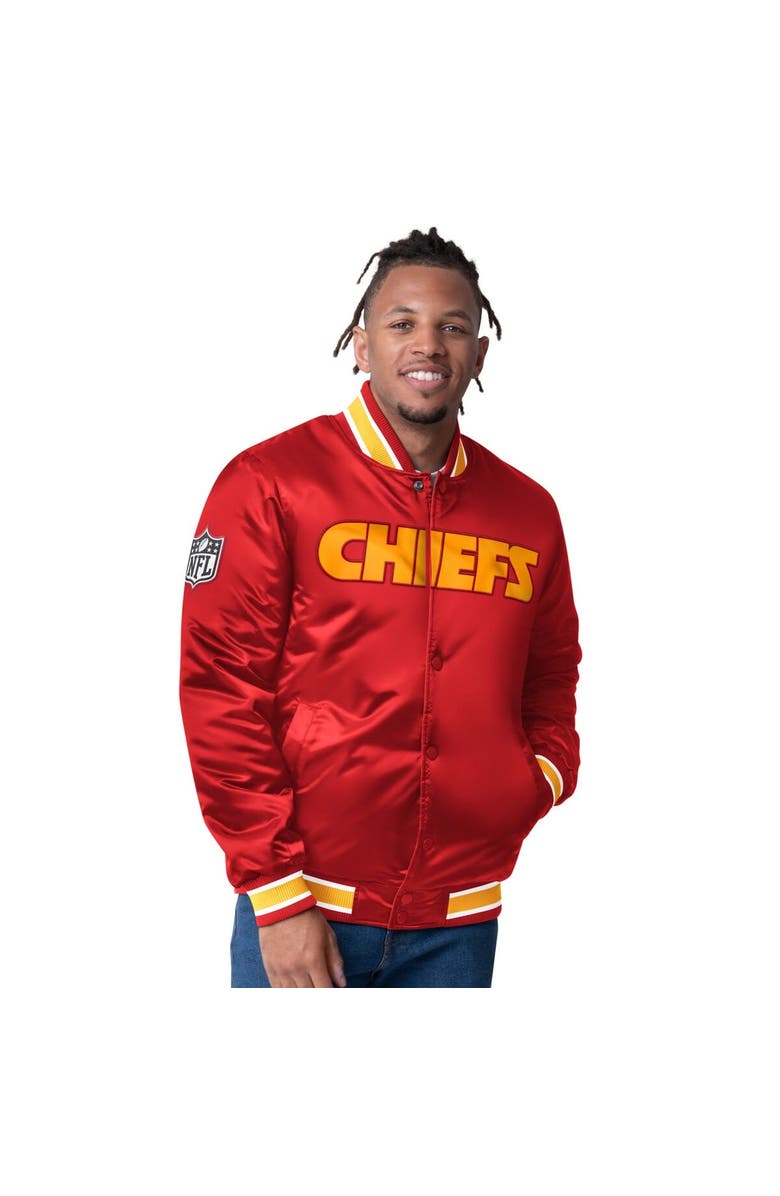 STARTER Men's Starter  Red/Gold Kansas City Chiefs Closer Reversible Satin Full-Snap Jacket, Main, color, 