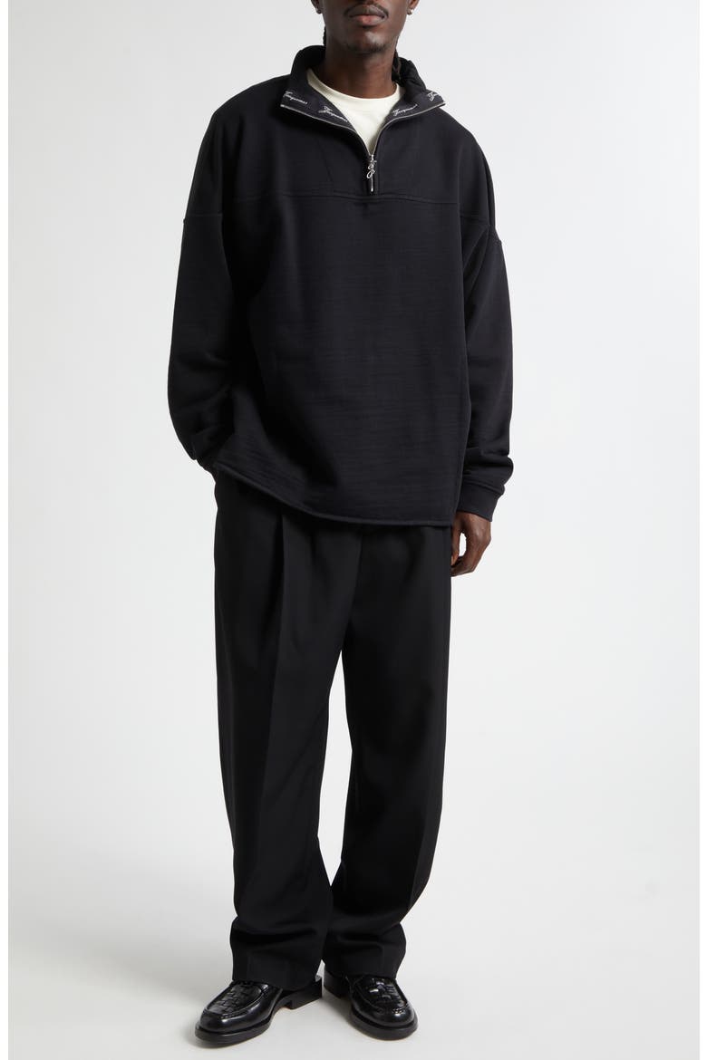 The Rond Carré Half Zip Sweatshirt, Alternate, color, BLACK