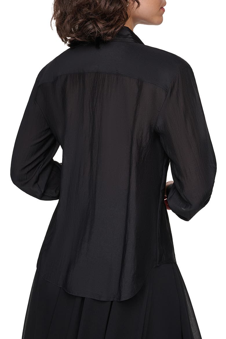 Velvet Bib Button Down Shirt, Alternate, color, BLACK