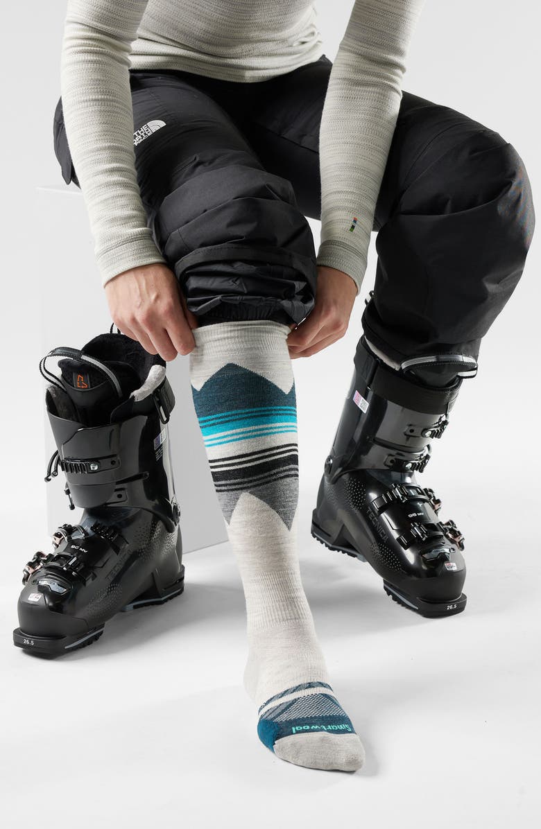 Smartwool Ski Pattern Targeted Cushion Wool Blend Over the Calf Socks, Alternate, color, Ash