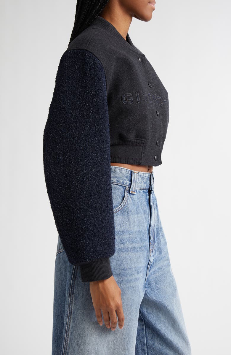 Givenchy Varsity Crop Bomber Jacket, Alternate, color,