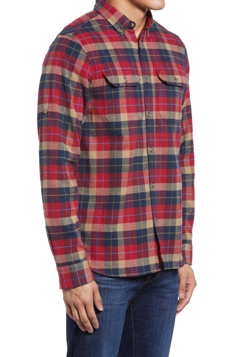 Singi Plaid Button-Down Flannel Shirt, Alternate, color, DEEP RED