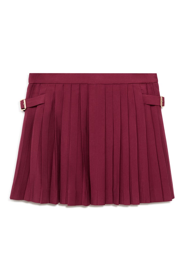 Buckle Pleated Skirt, Alternate, color, MAROON