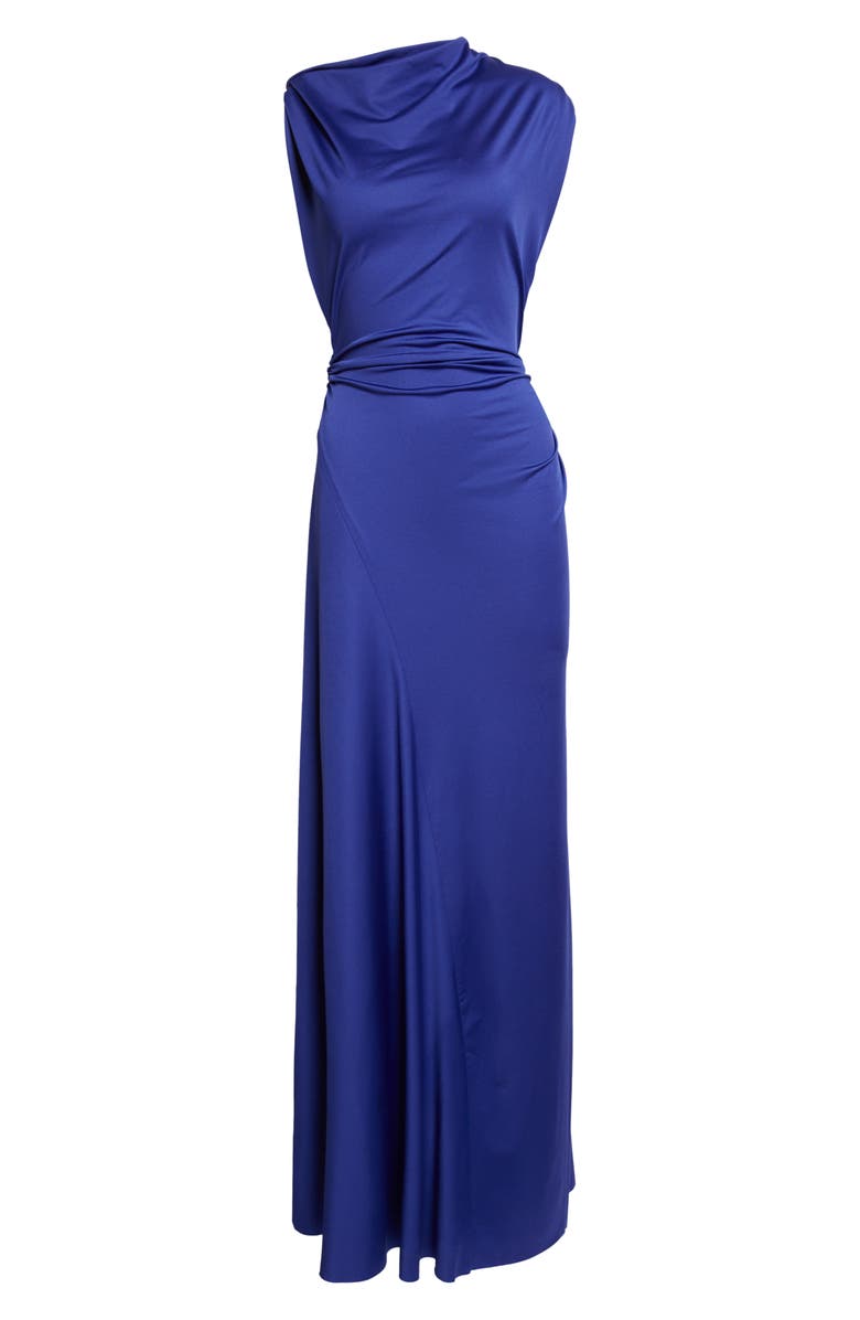 Victoria Beckham Draped Stretch Jersey Gown, Main, color, Bright Indigo
