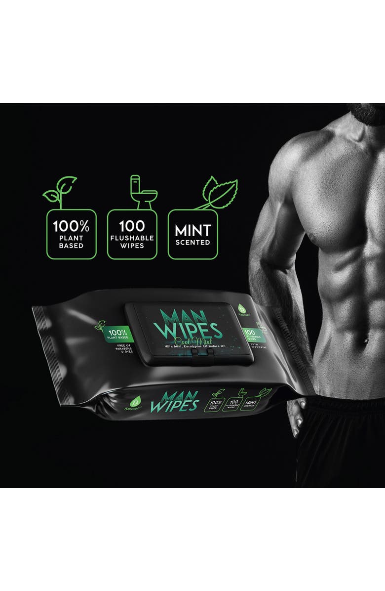 PURSONIC 12 Pack of Flushable Man Wipes, Alternate, color, Black