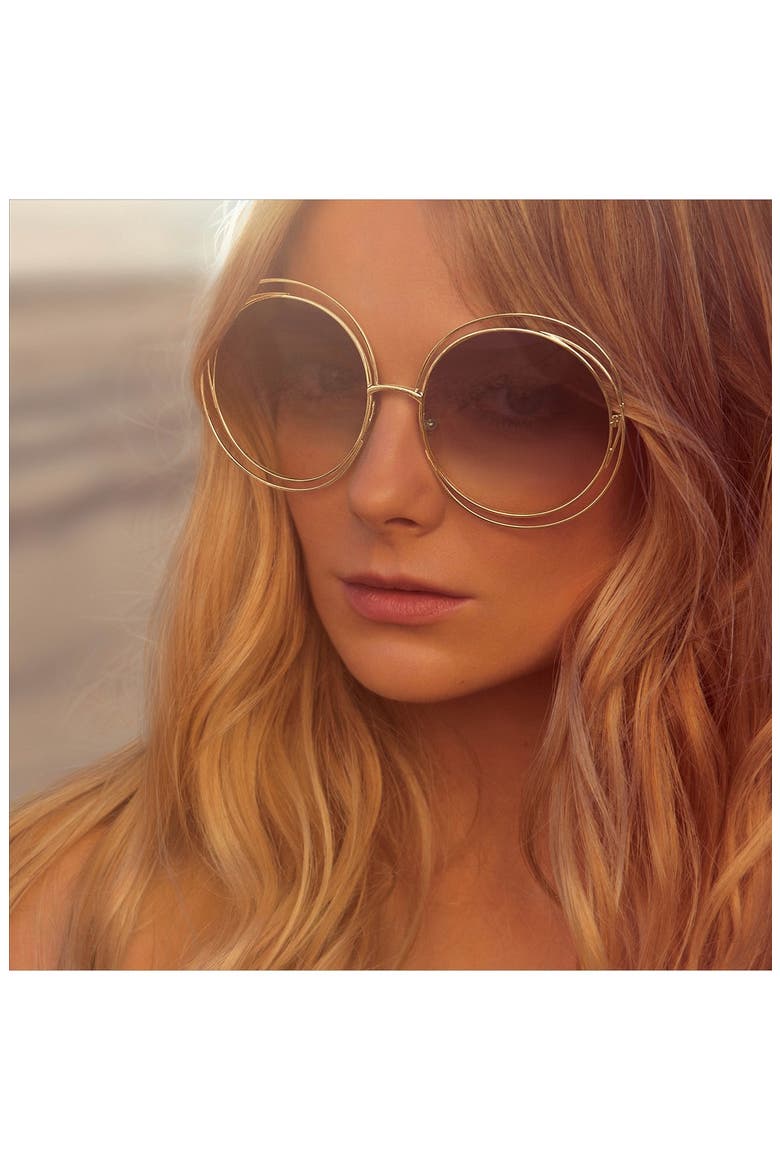 62mm Oversize Sunglasses, Alternate, color, GOLD/ TRANSPARENT GREEN