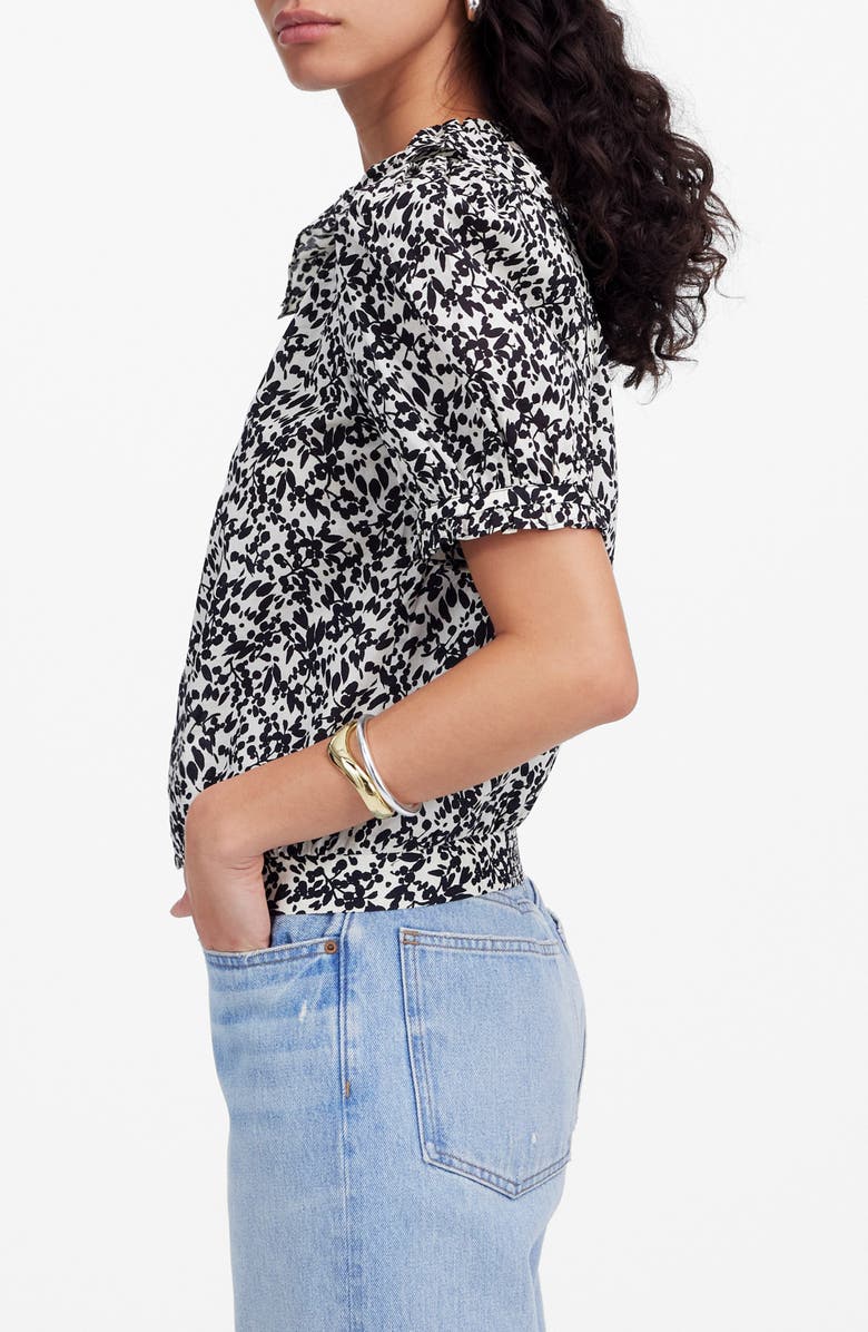 Madewell Ruffle Floral Button Front Top, Alternate, color, Abstract Leaf Black Ivory