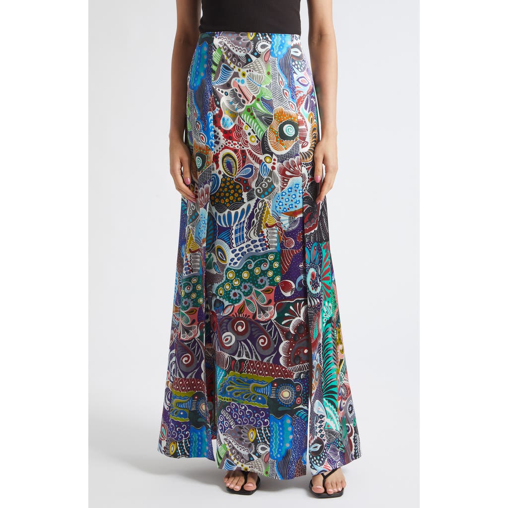 HEIRLOME Florence Print Silk Shantung Maxi Skirt in Multicolor at Nordstrom, Size 8