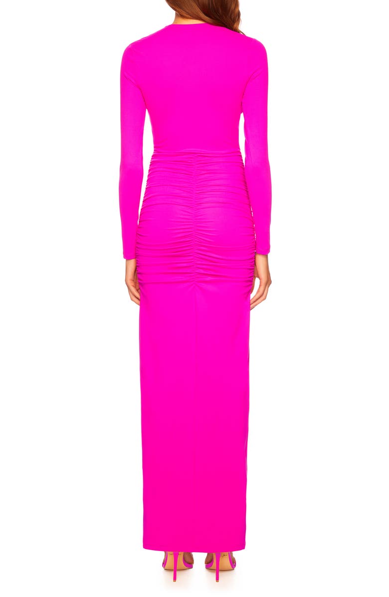 Susana Monaco Plunge Neck Long Sleeve Body-Con Dress, Alternate, color, Magenta