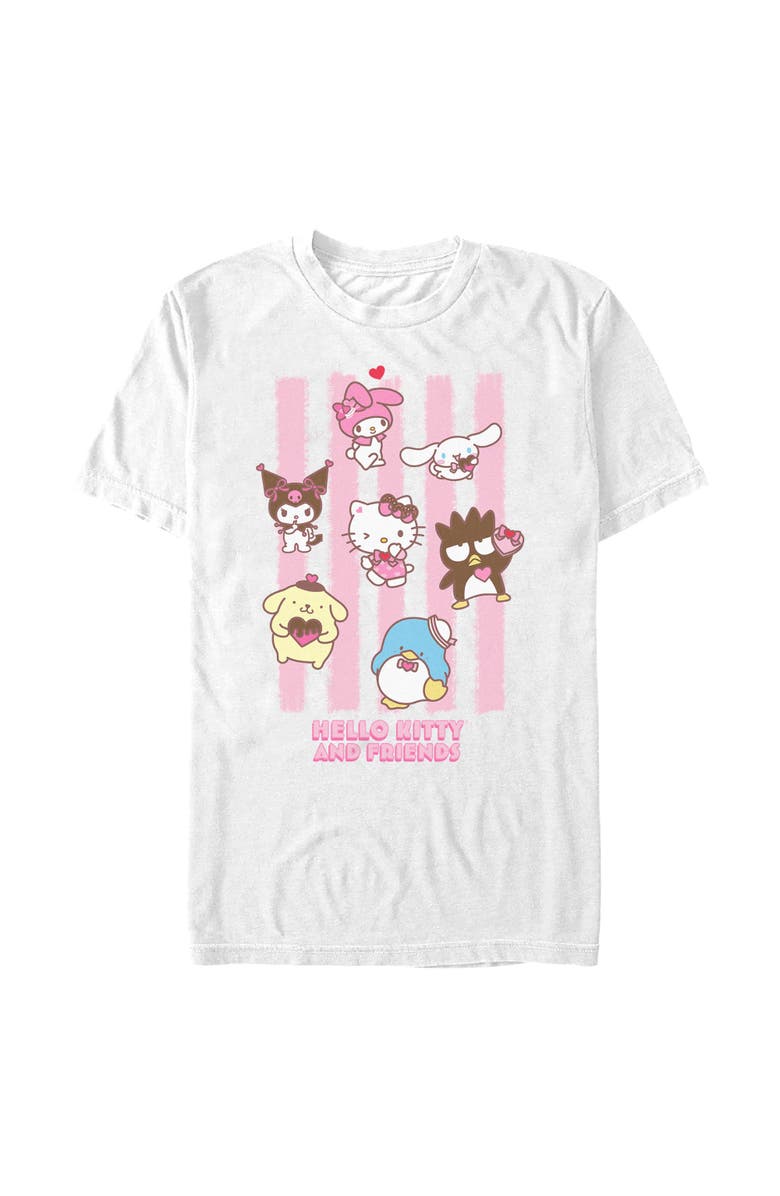 Hello Kitty Men's Hello Kitty Stripes and Friends  Graphic T-Shirt, Main, color, White