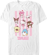 Hello Kitty Men's Hello Kitty Stripes and Friends  Graphic T-Shirt