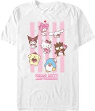 Hello Kitty Men's Hello Kitty Stripes and Friends Graphic T-Shirt