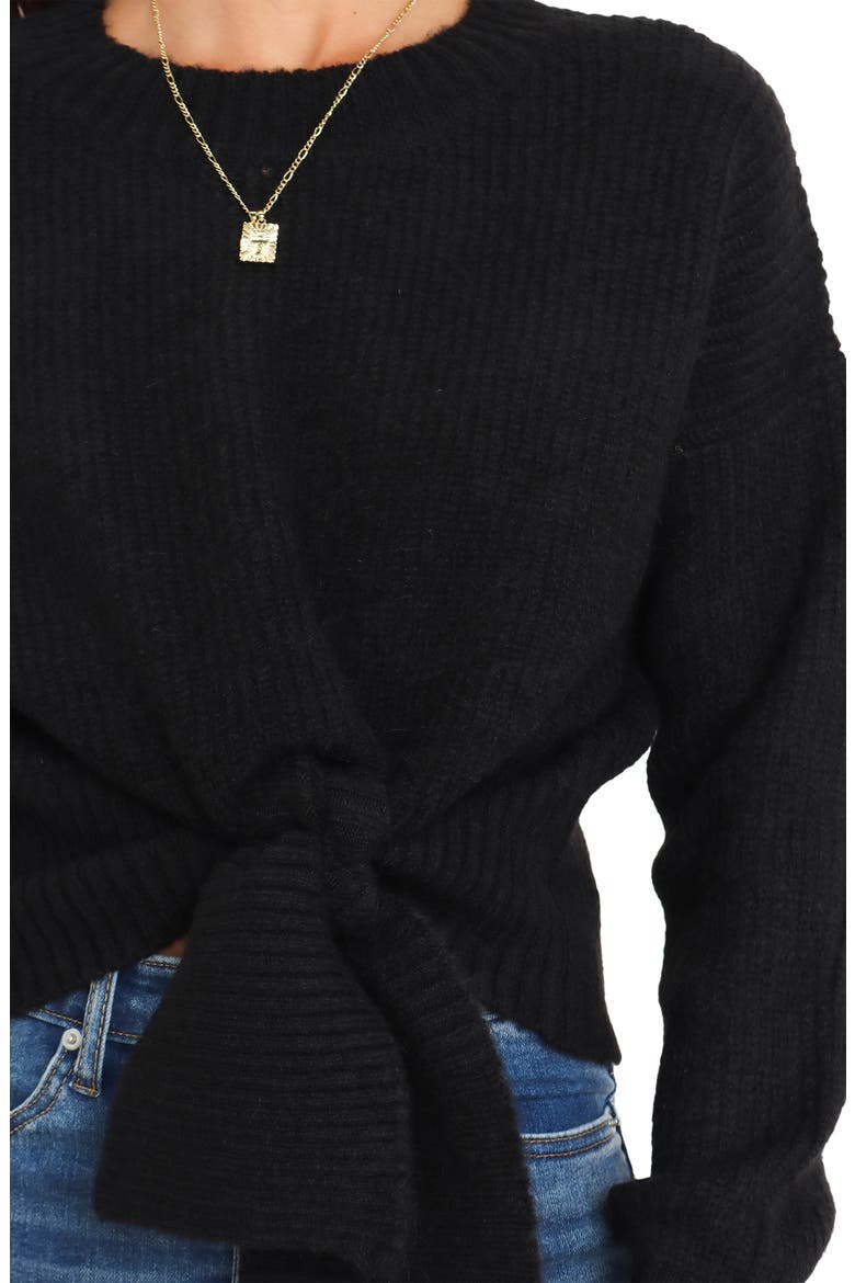 Captivate Tie Hem Sweater, Alternate, color, BLACK