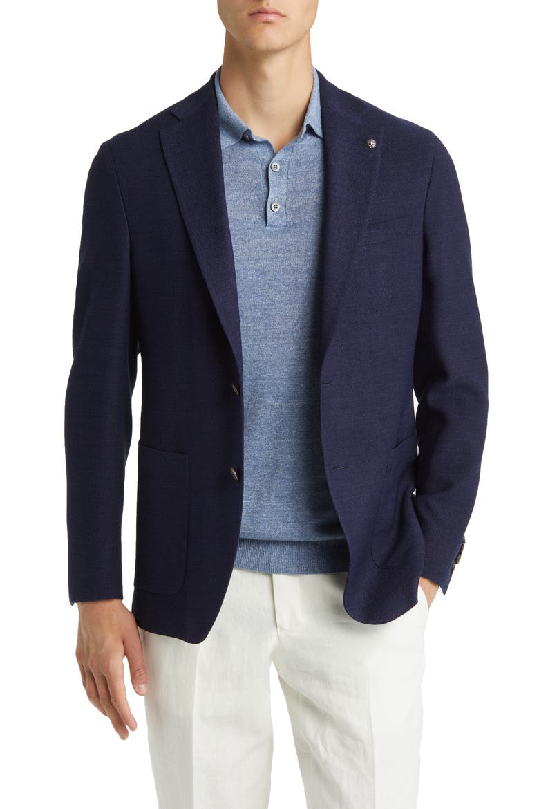 Hampton Navy Knit Wool Sport Coat, Main, color, BLUE