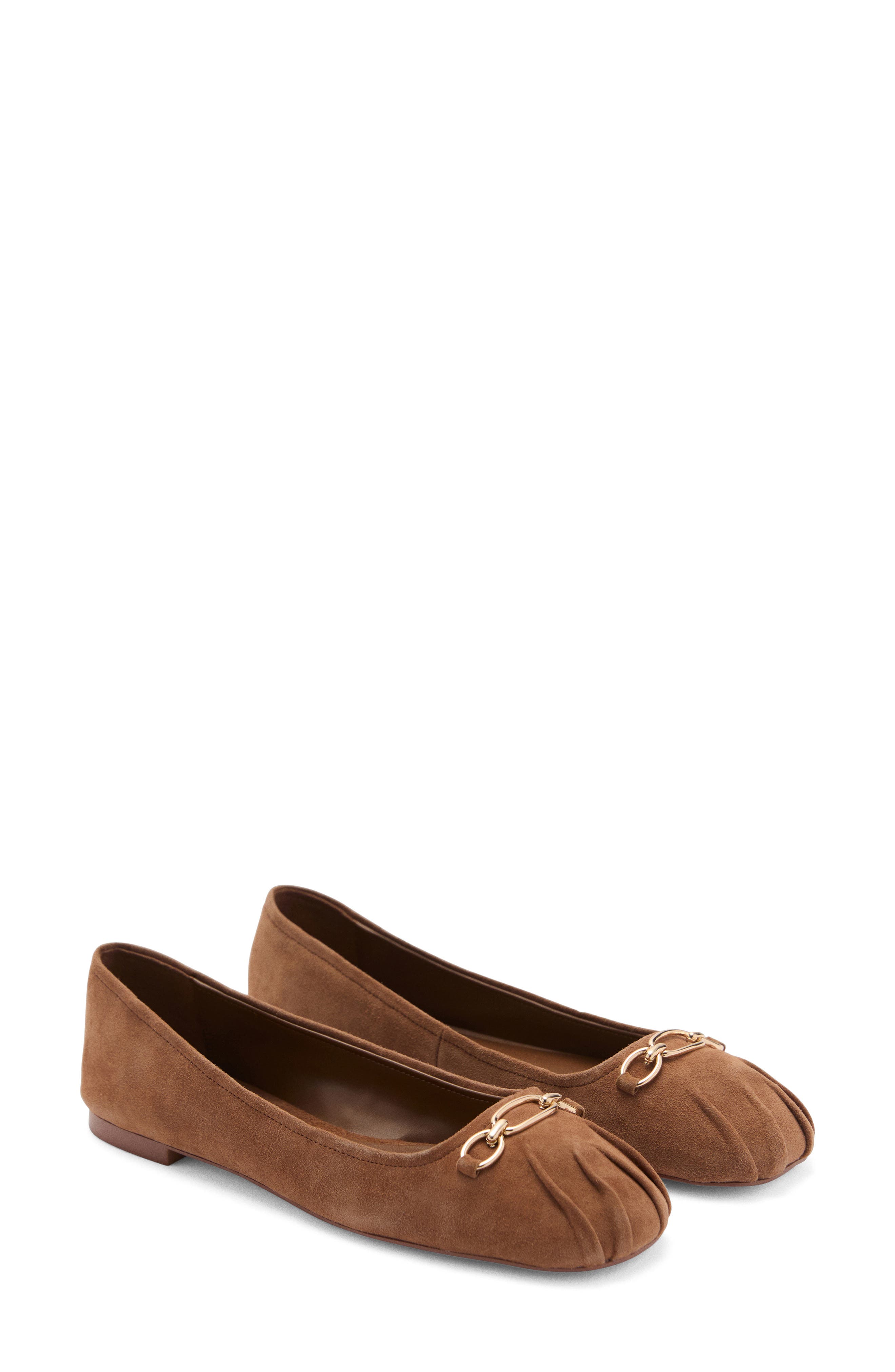 MANGO Link Ballet Flat, Main, color, Medium Brown