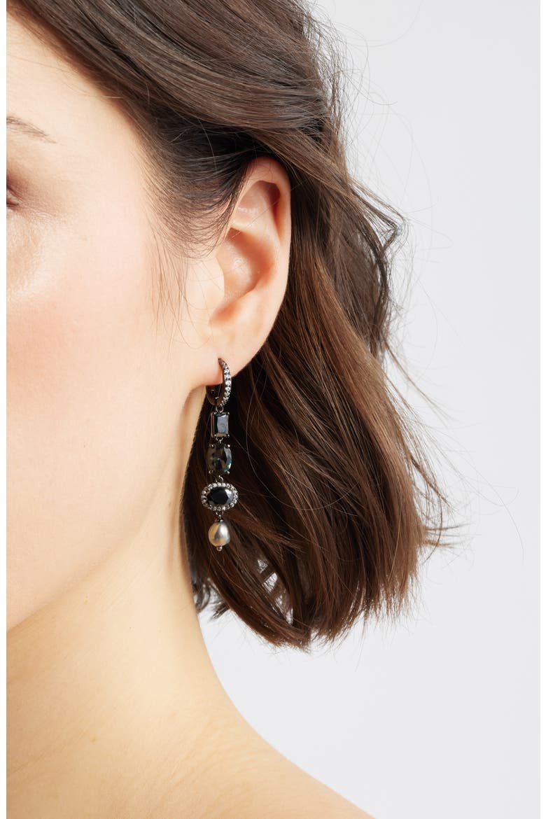 Maiden Linear Earrings, Alternate, color, BLACK