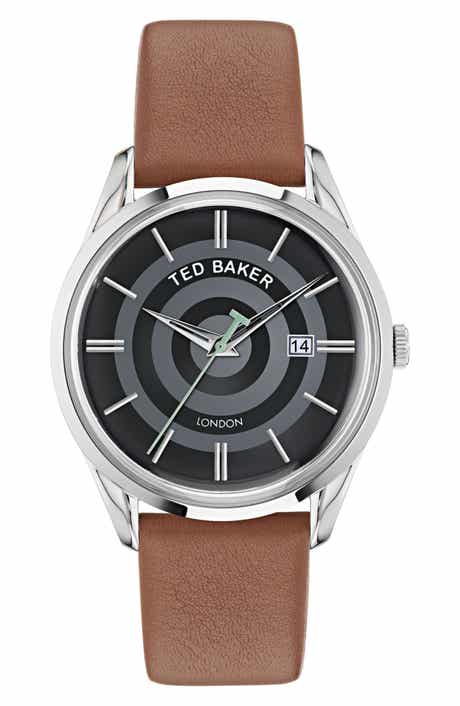 Ted Baker Recycled Stainless Steel Leather Strap Watch