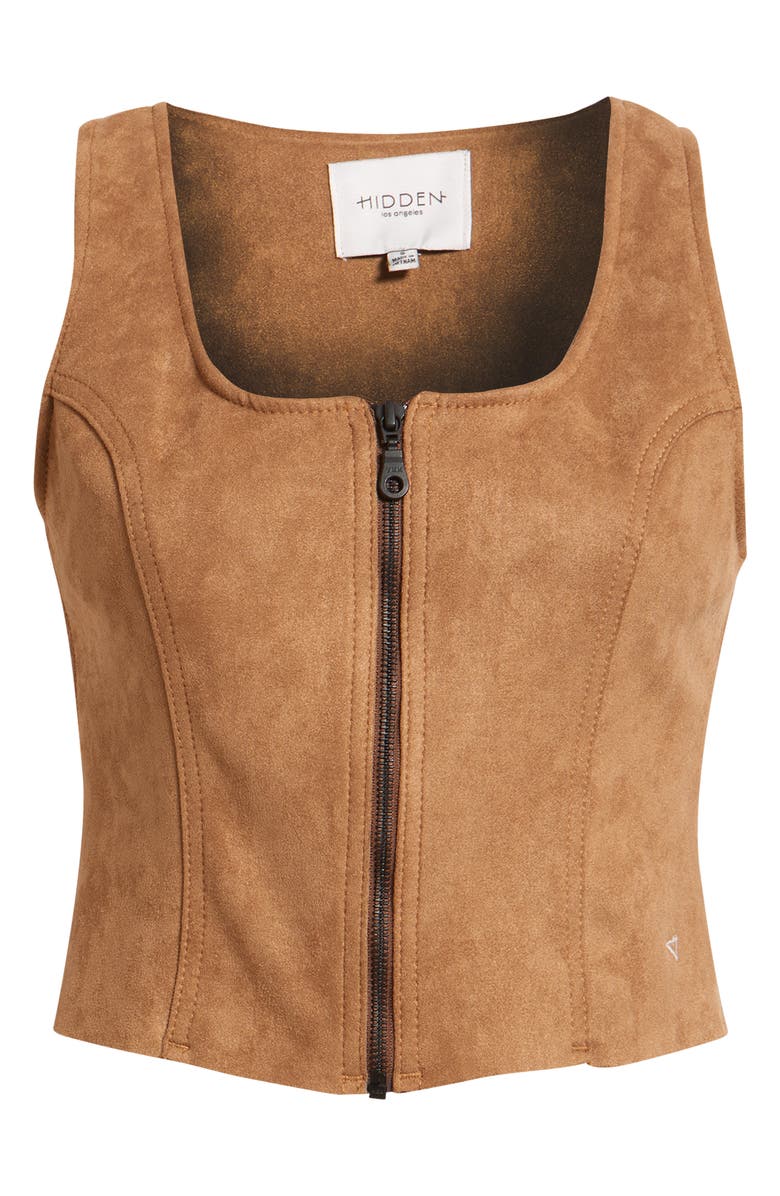 HIDDEN JEANS Faux Suede Fitted Vest, Alternate, color, Caramel