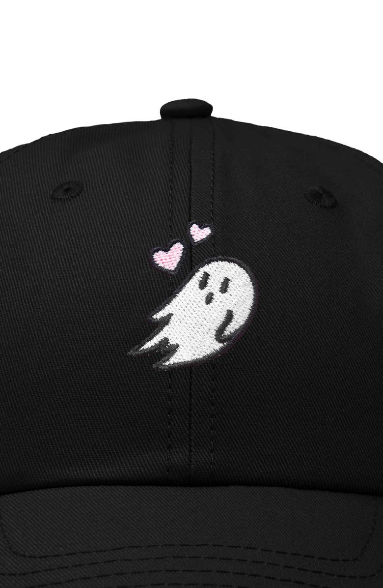 Dalix Heartly Ghost Embroidered Cap, Alternate, color, Black