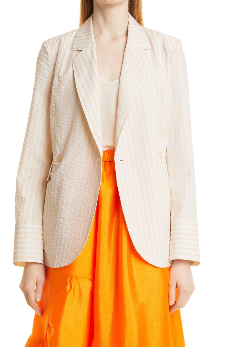 Baum und Pferdgarten Britta Stripe Seersucker Jacket, Main, color, 