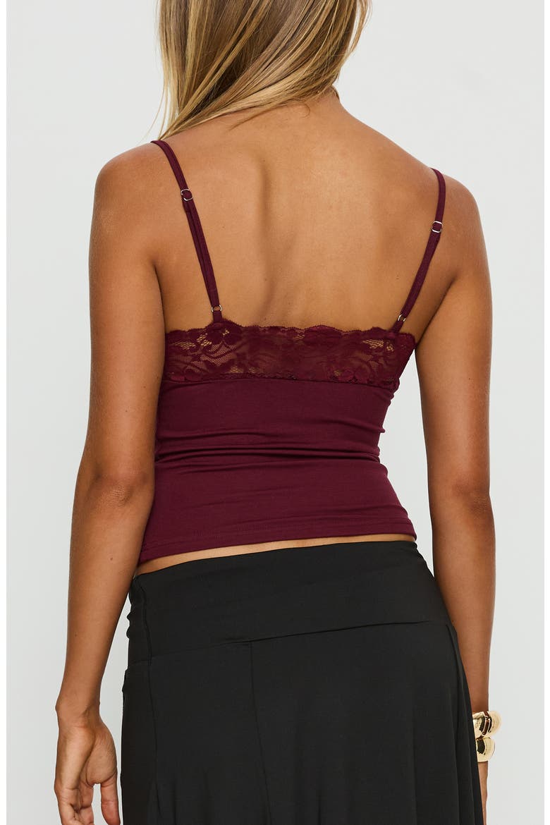 Rhiara Lace Trim Camisole, Alternate, color, CHERRY