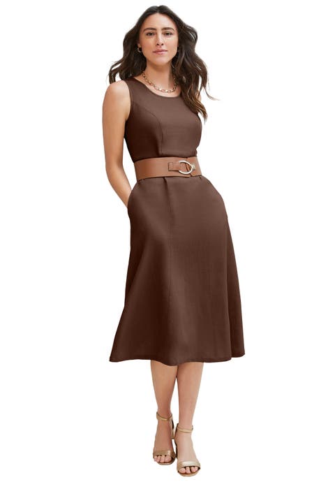 Linen Fit & Flare Dress (Plus)