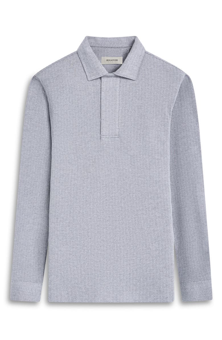 Bugatchi Long Sleeve Cotton Blend Polo, Alternate, color, Cement