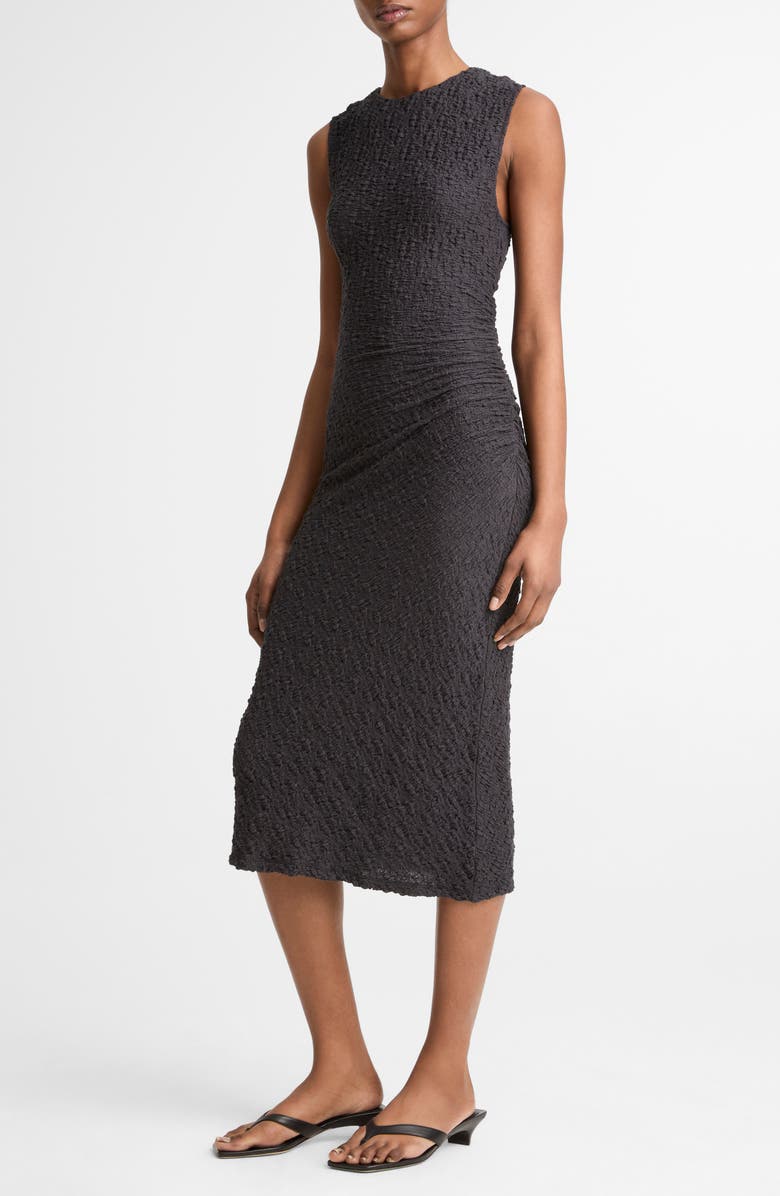 Vince Textured Ruched Side Strapless Dress, Alternate, color, Ink