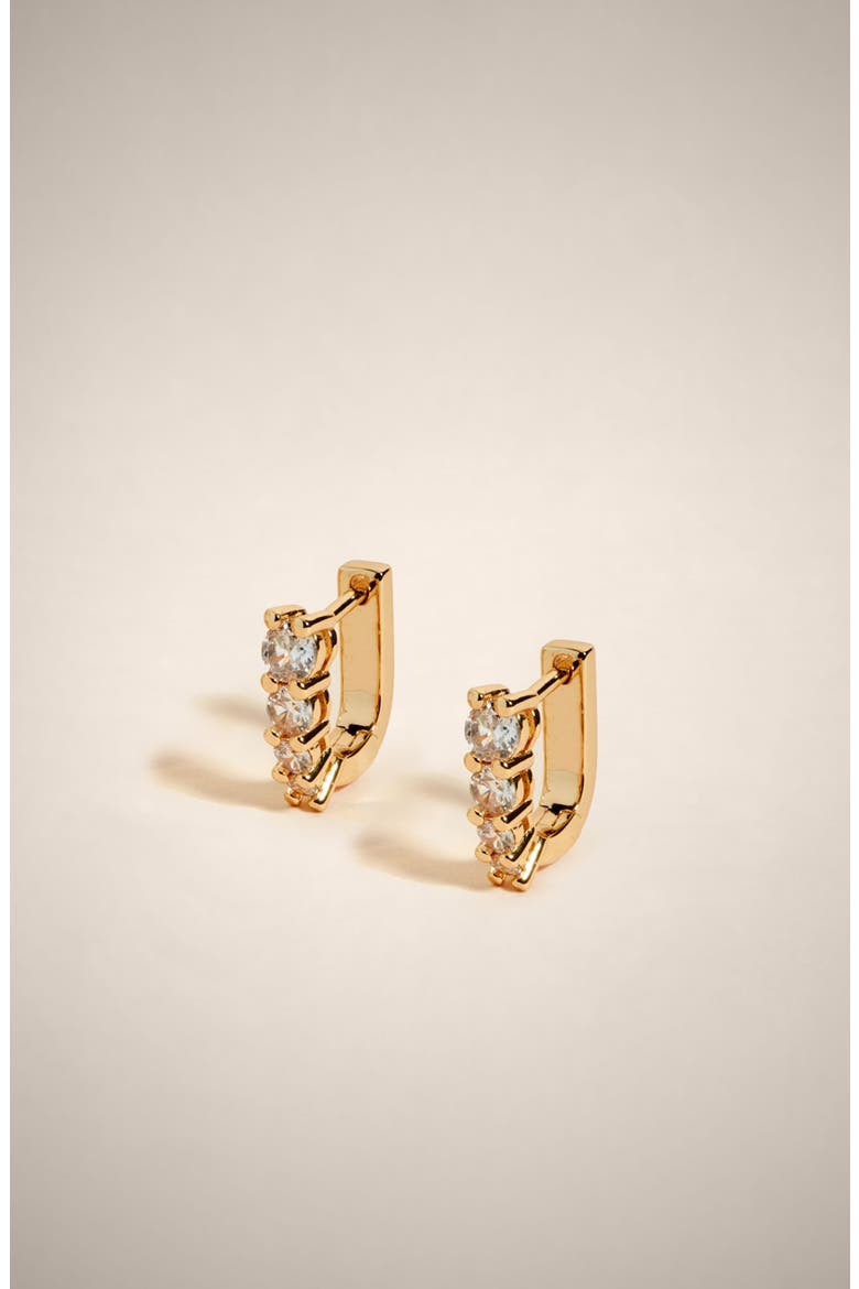 Marlo Mini Crystal Hoop Earrings In Gold, Alternate, color, Gold