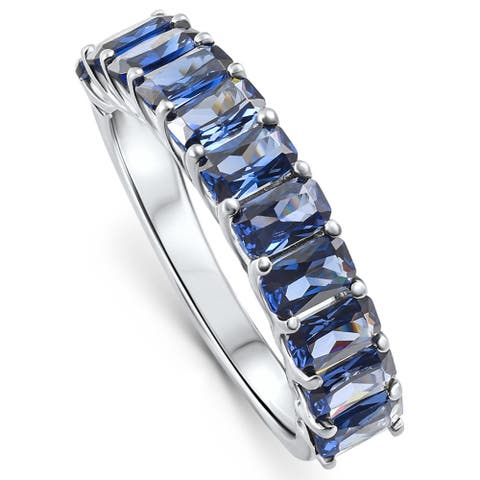 2.50Ct Blue Sapphire Wedding Anniversary Ring Stackable 14k Gold Band