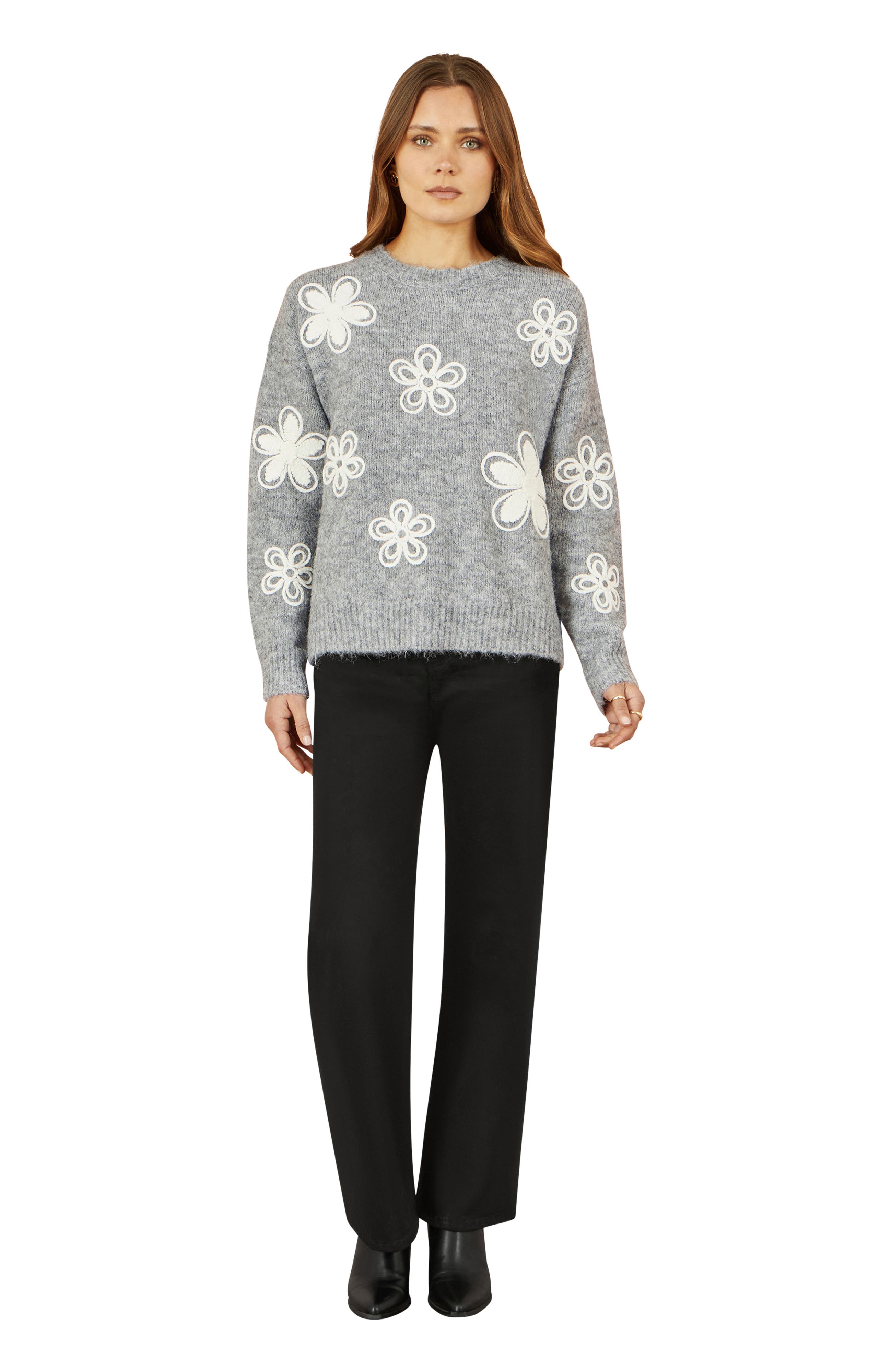 Crochet Flower Knit Sweater