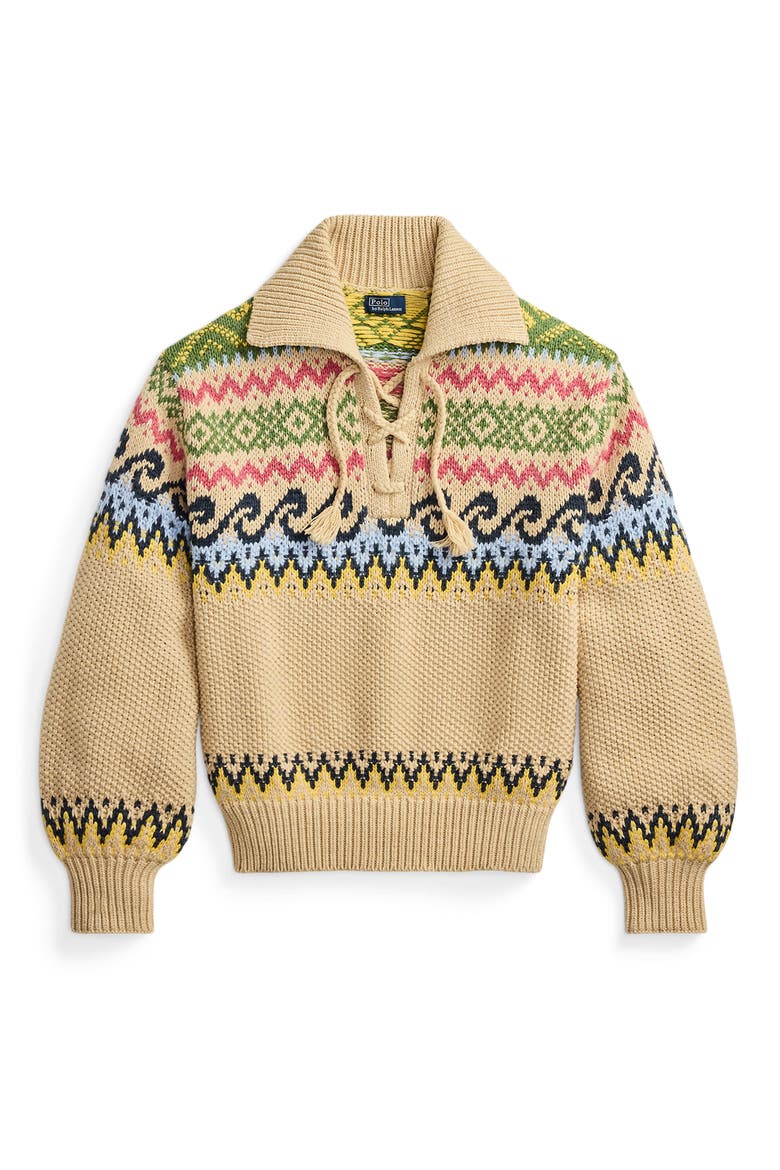 Fair Isle Cotton & Wool Blend Sweater, Alternate, color, TAN MULTI