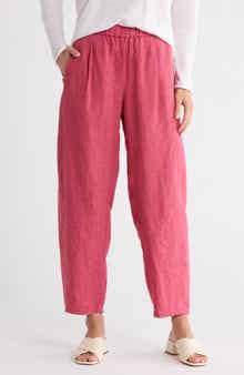Eileen Fisher Pleated Organic Linen Lantern Ankle Pants