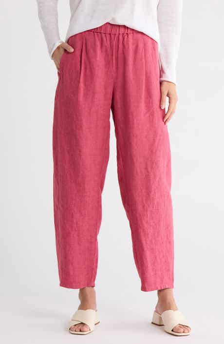 Eileen Fisher Pleated Organic Linen Lantern Ankle Pants