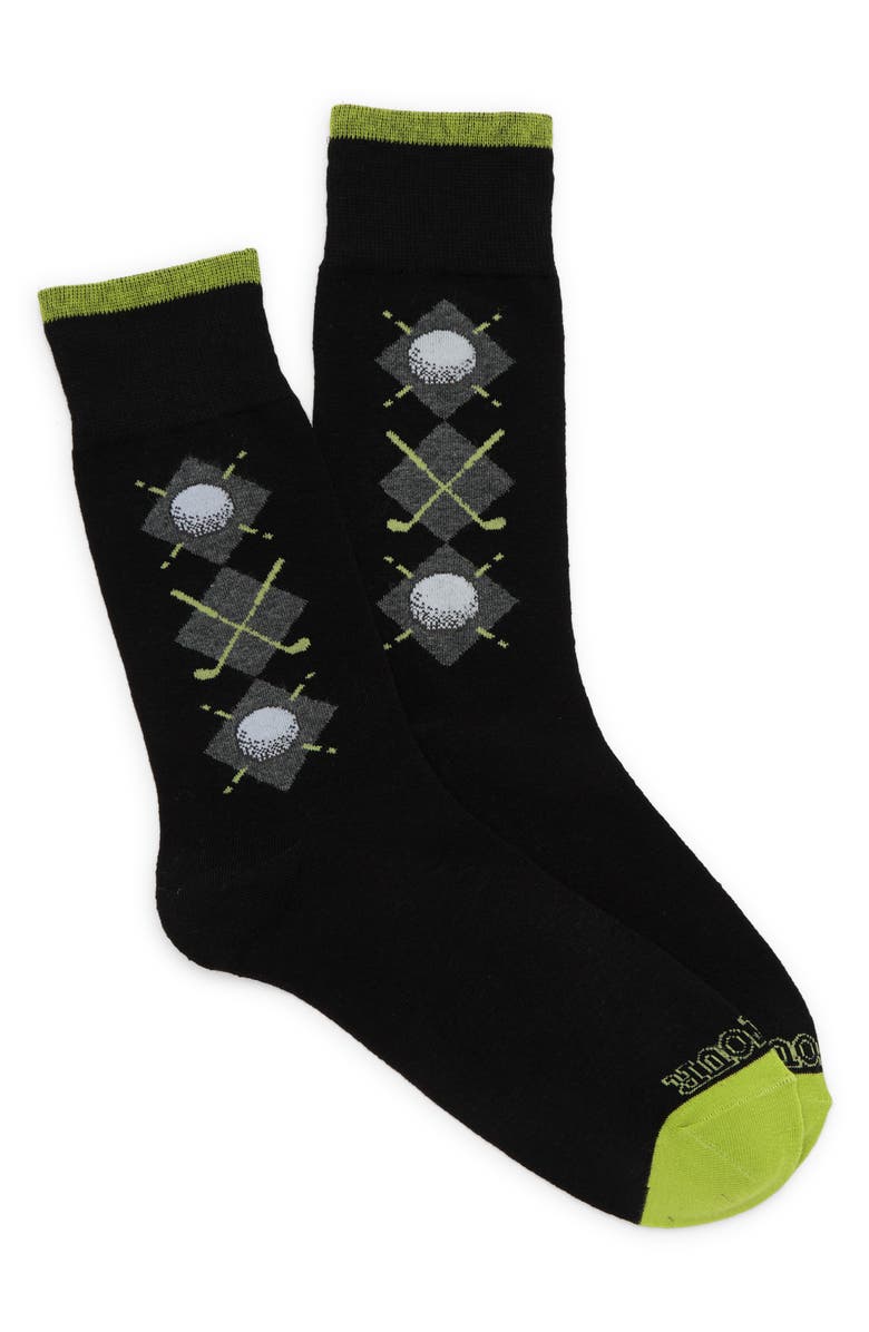 PGA TOUR Novelty Golf Cross Argule Crew Socks, Main, color, 