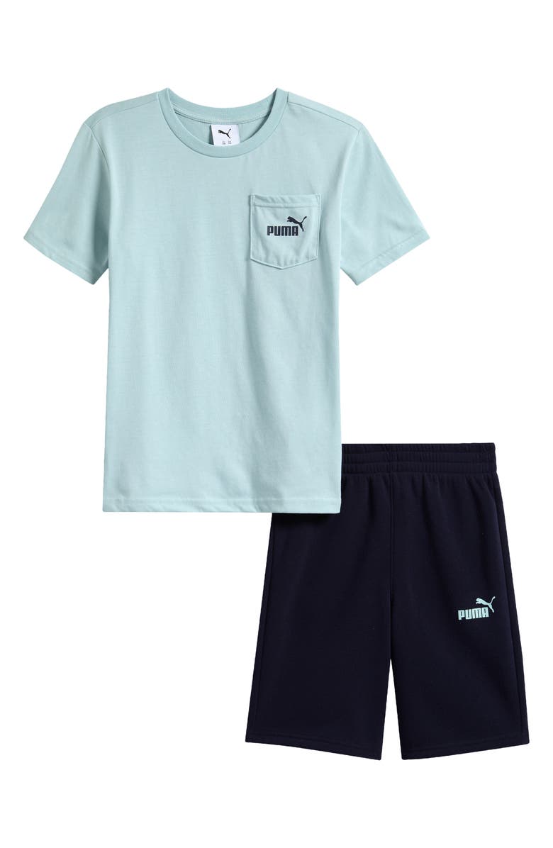 PUMA Kids' Logo Pocket T-Shirt & Shorts Set, Main, color, 