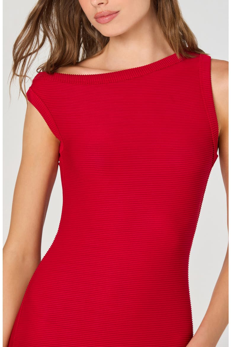 Asymmetric Knit Dress, Alternate, color, RED