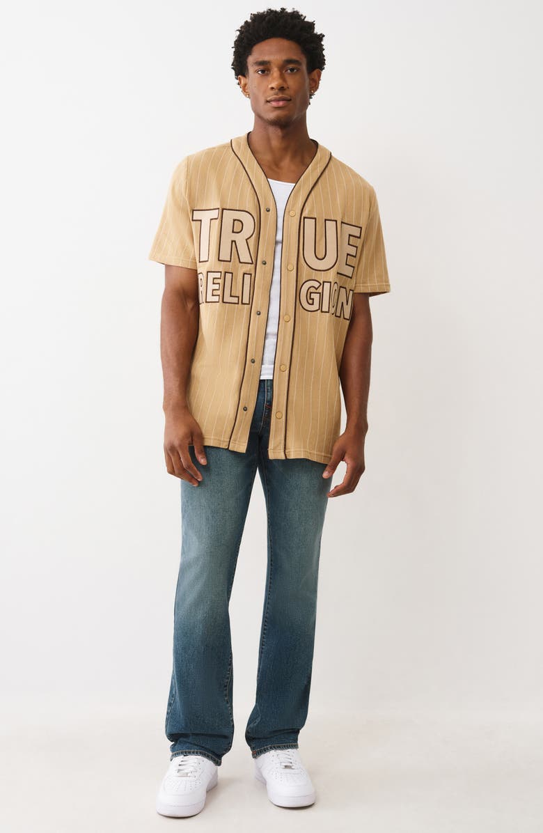 True Religion Logo Baseball Jersey, Alternate, color, Travertine