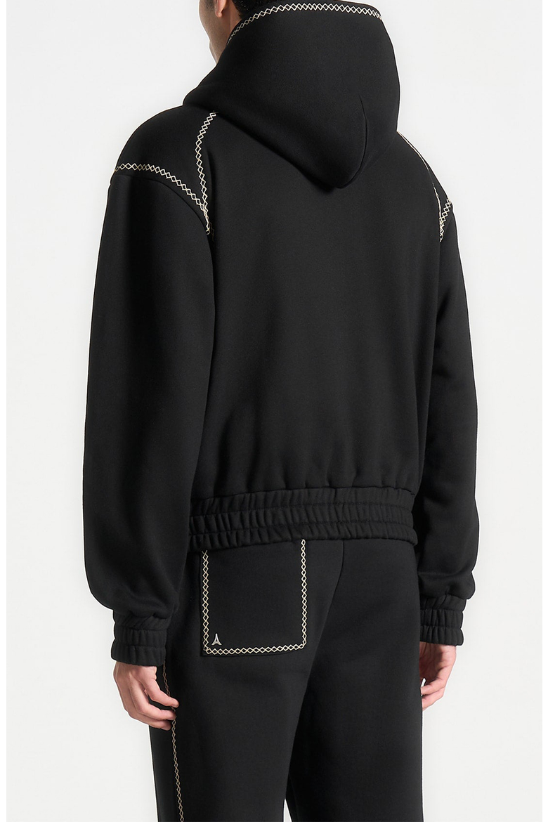 Ivan Whipstitch Raglan Effect Zip Hoodie, Alternate, color, Black