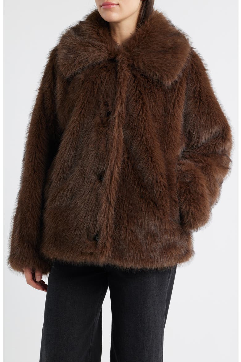 Ellery Faux Fur Coat, Alternate, color, DARK BROWN