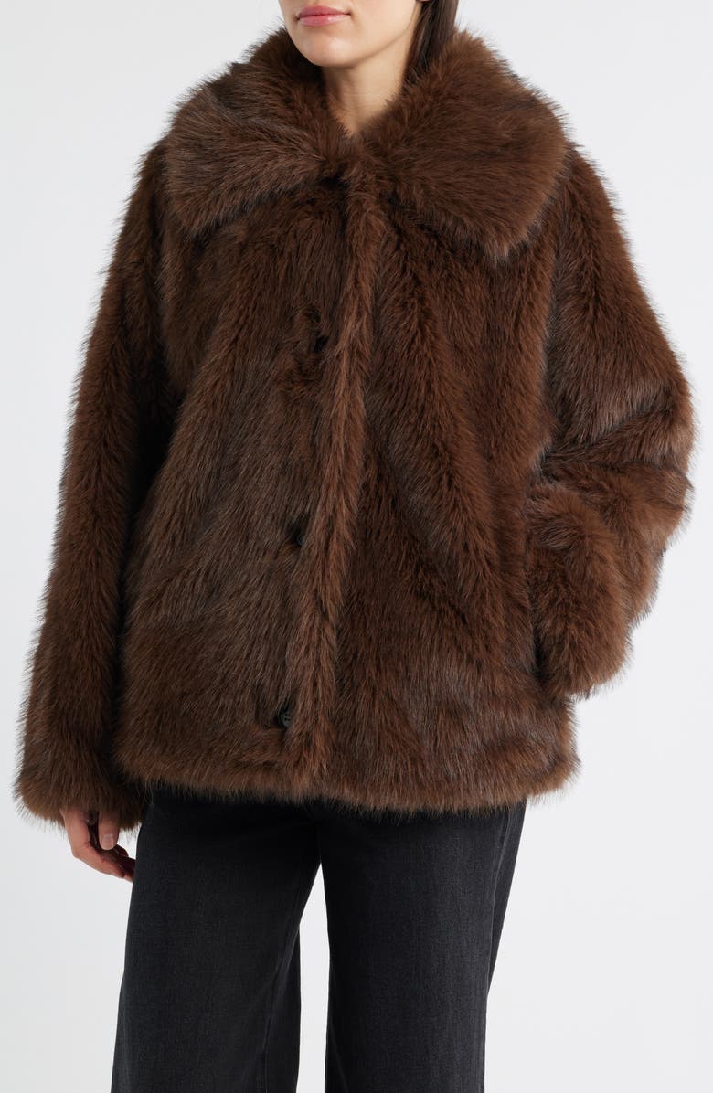 Bernardo Ellery Faux Fur Coat, Alternate, color, Dark Brown