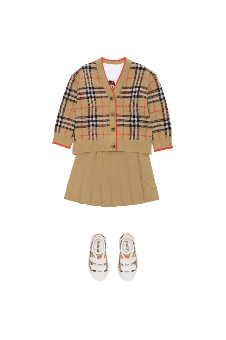 Check Wool Cardigan, Alternate, color, Sand beige